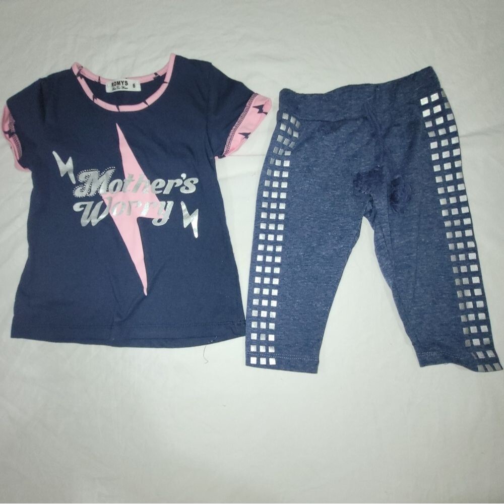 Romys Size 6 Navy and Pink Lightning Mothers Worry Outfit
